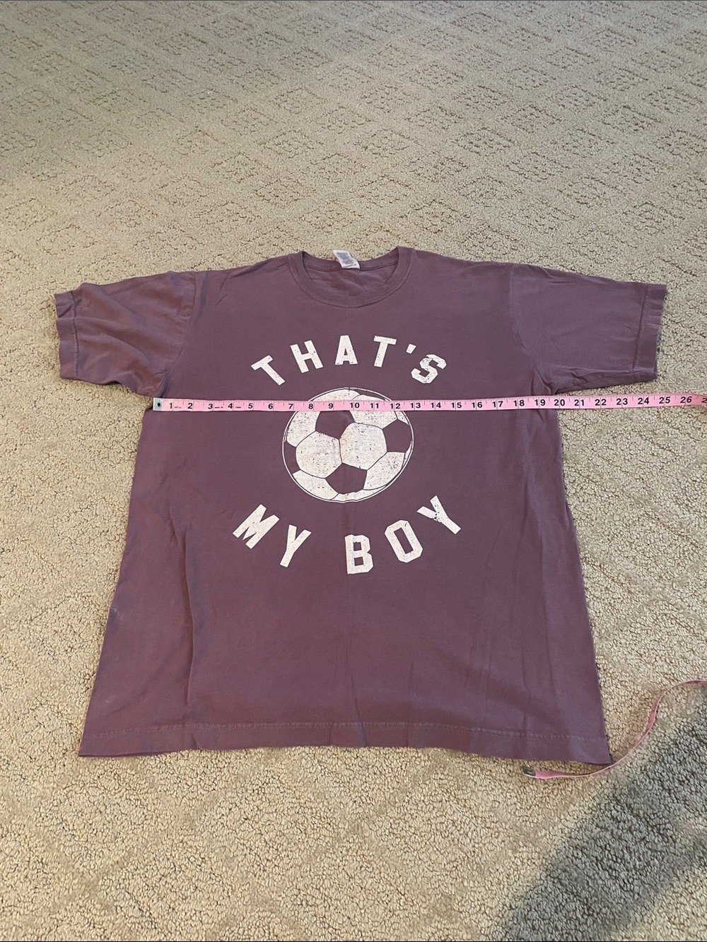 Gildan Purple Graphic Soccer Tee with White Print - Picture 2 of 3